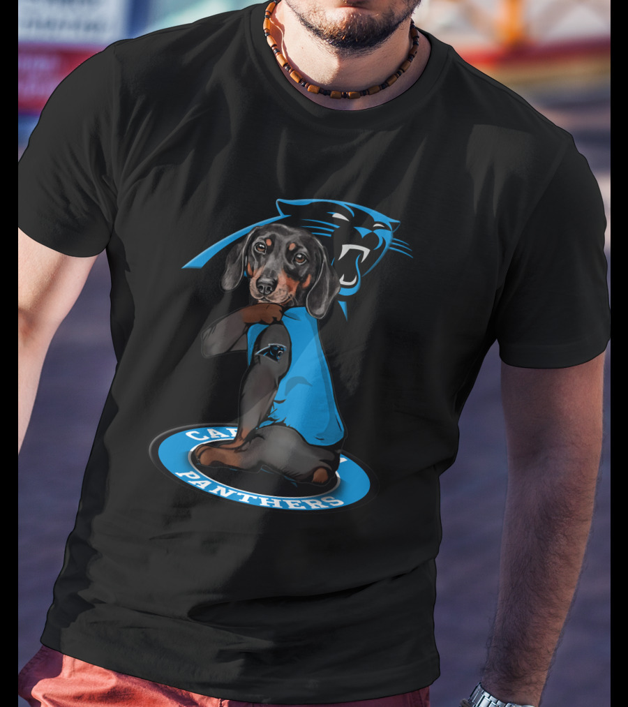 Carolina Panthers Dog With Logo And Blue Jersey T-Shirt