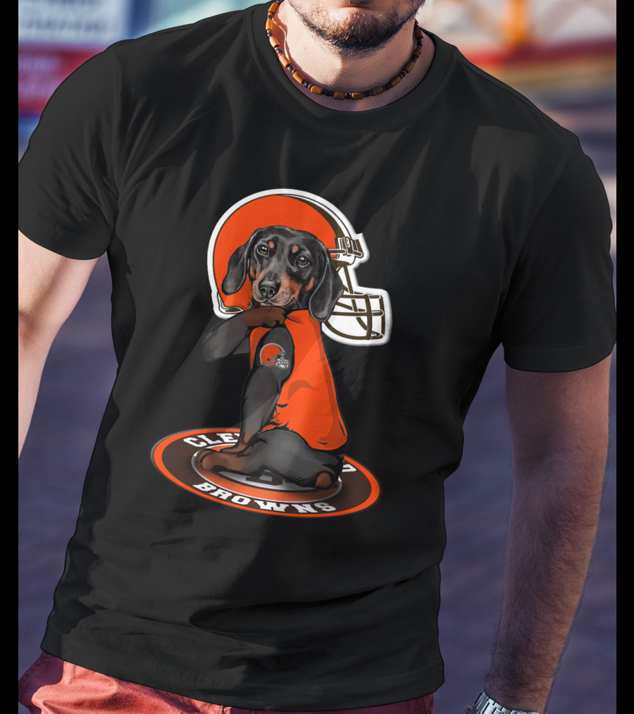 Cleveland Browns Dog In Football Helmet And Jersey T-Shirt