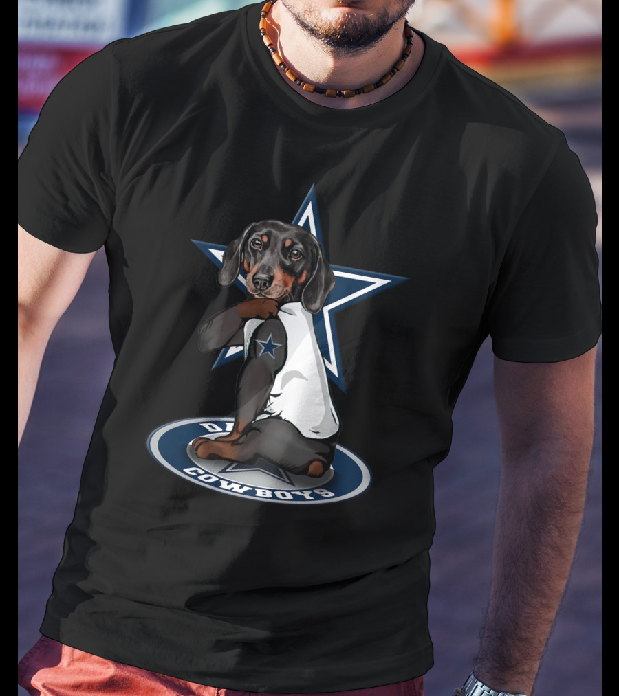 Dachshund With Dallas Cowboys Star T-Shirt