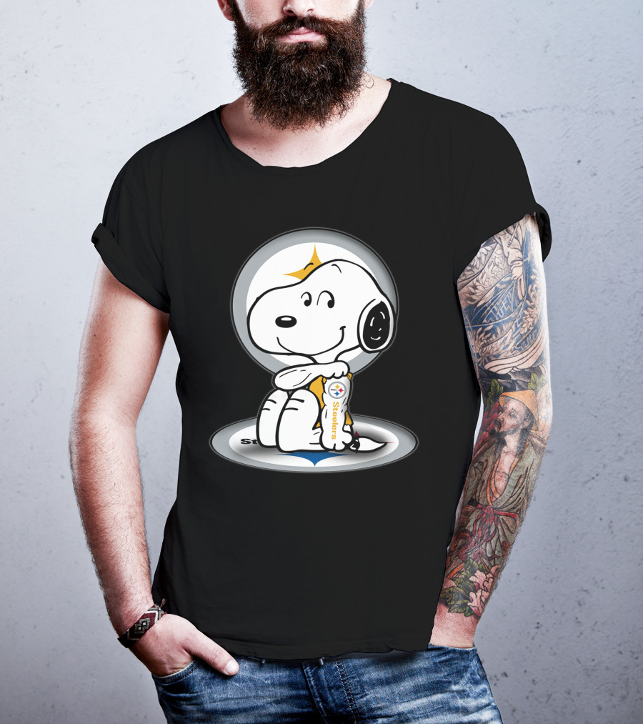 Snoopy Holding Pittsburgh Steelers Football T-Shirt