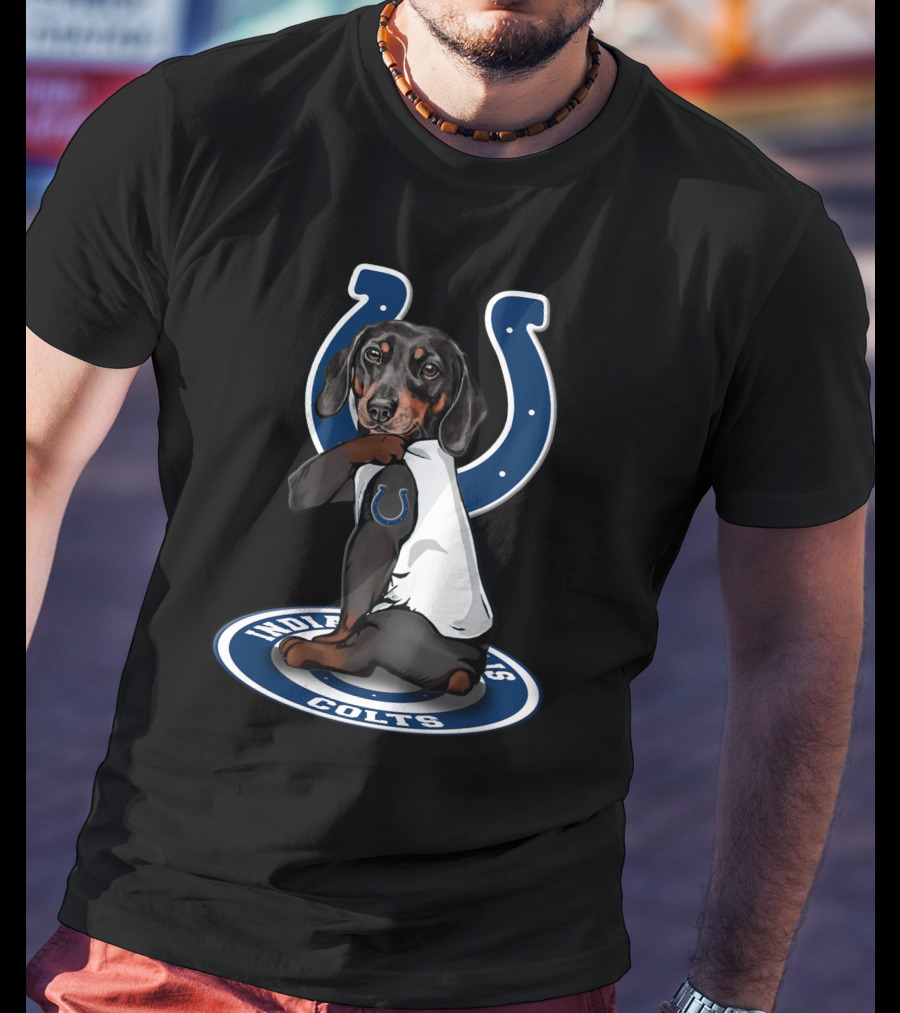 Indianapolis Colts Dog Wearing Horseshoe T-Shirt