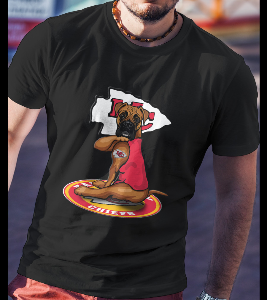 Kansas City Chiefs Dog In Team Jersey With Arrowhead T-Shirt