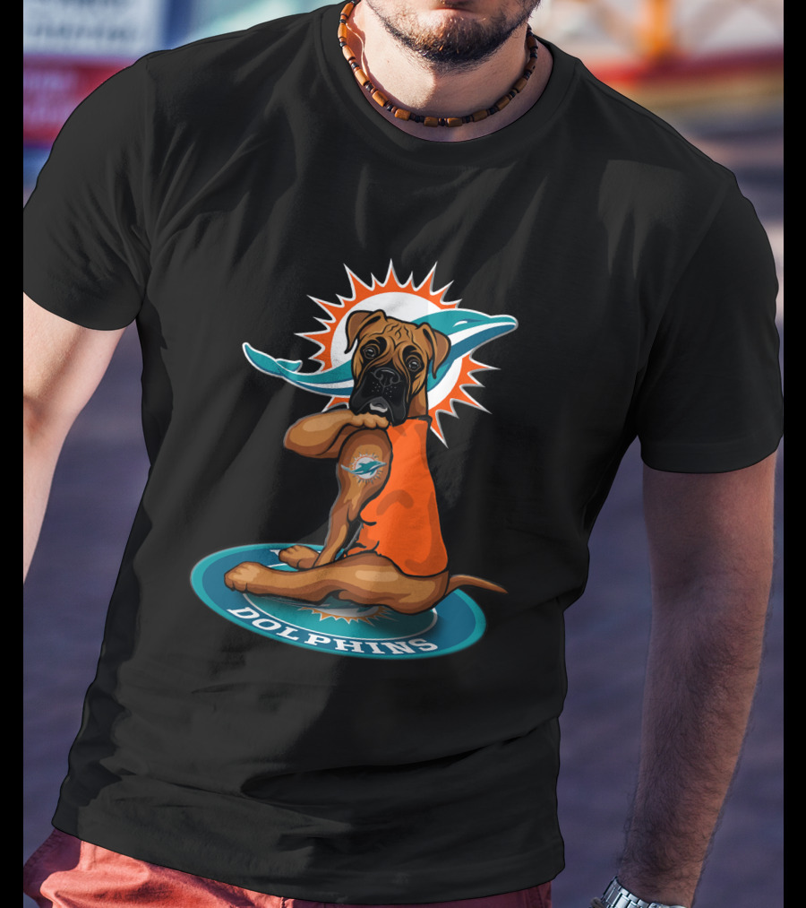 Miami Dolphins Boxer Dog T-Shirt