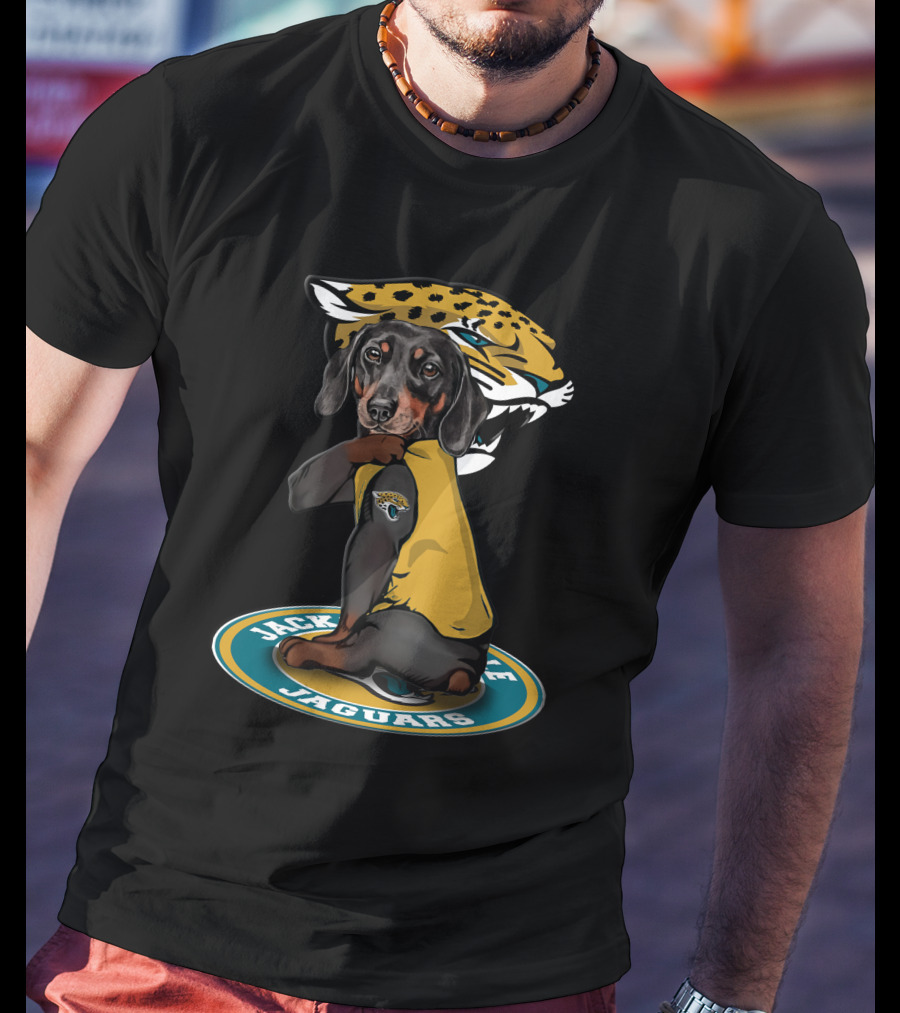 Jacksonville Jaguars Dachshund Dog In Team Logo T-Shirt
