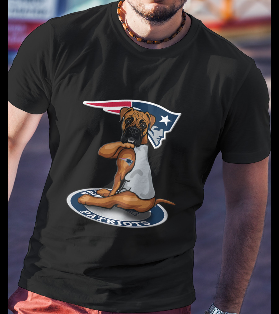 New England Patriots Football Dog With Team T-Shirt