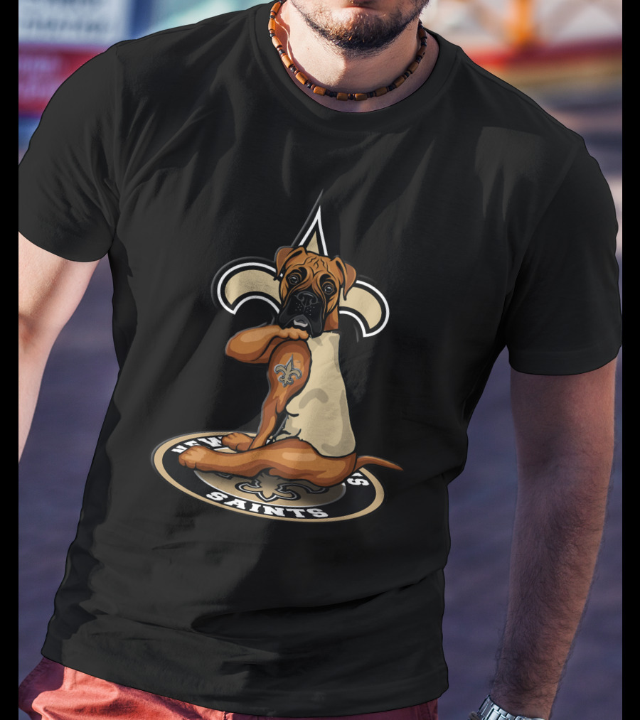 New Orleans Saints Dog Fleur-De-Lis Tattoo T-Shirt