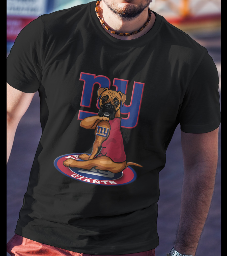 New York Giants NFL Boxer Dog Team T-Shirt