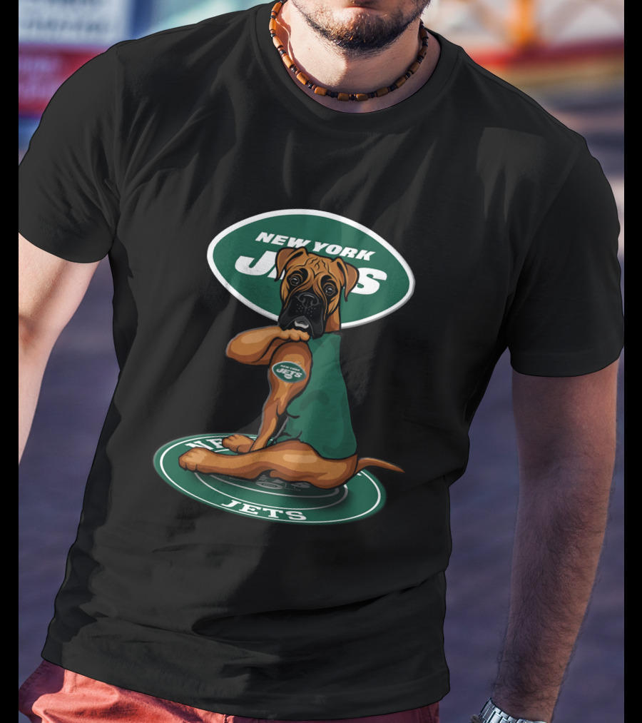 New York Jets Dog Boxer Football Fan T-Shirt