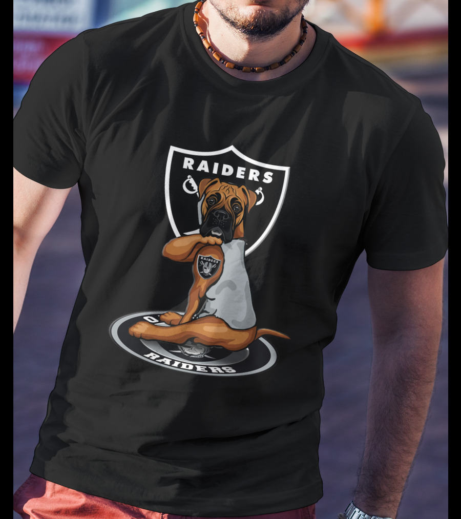 Raiders Boxer Dog With Team Logo Las Vegas Raiders T-Shirt