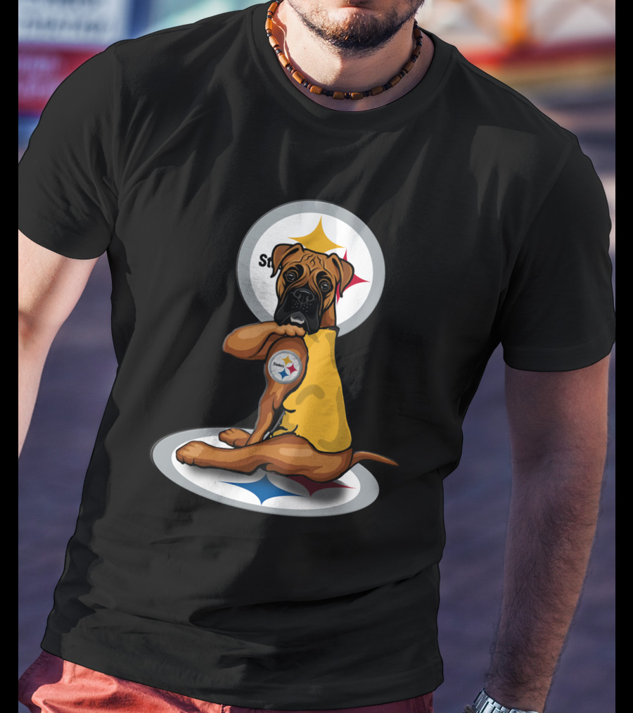 25-Pittsburgh Steelers Dog Logo Retro Style Sports Fan T-Shirt