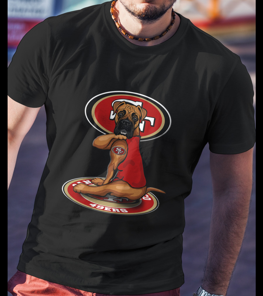 San Francisco 49ers Boxer Dog Emblem With Red Jersey T-Shirt