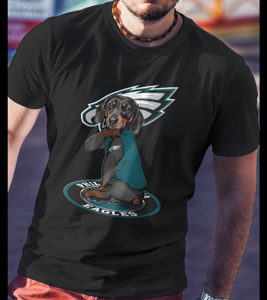 Philadelphia Eagles Dog With Team Logo And Jersey T-Shirt