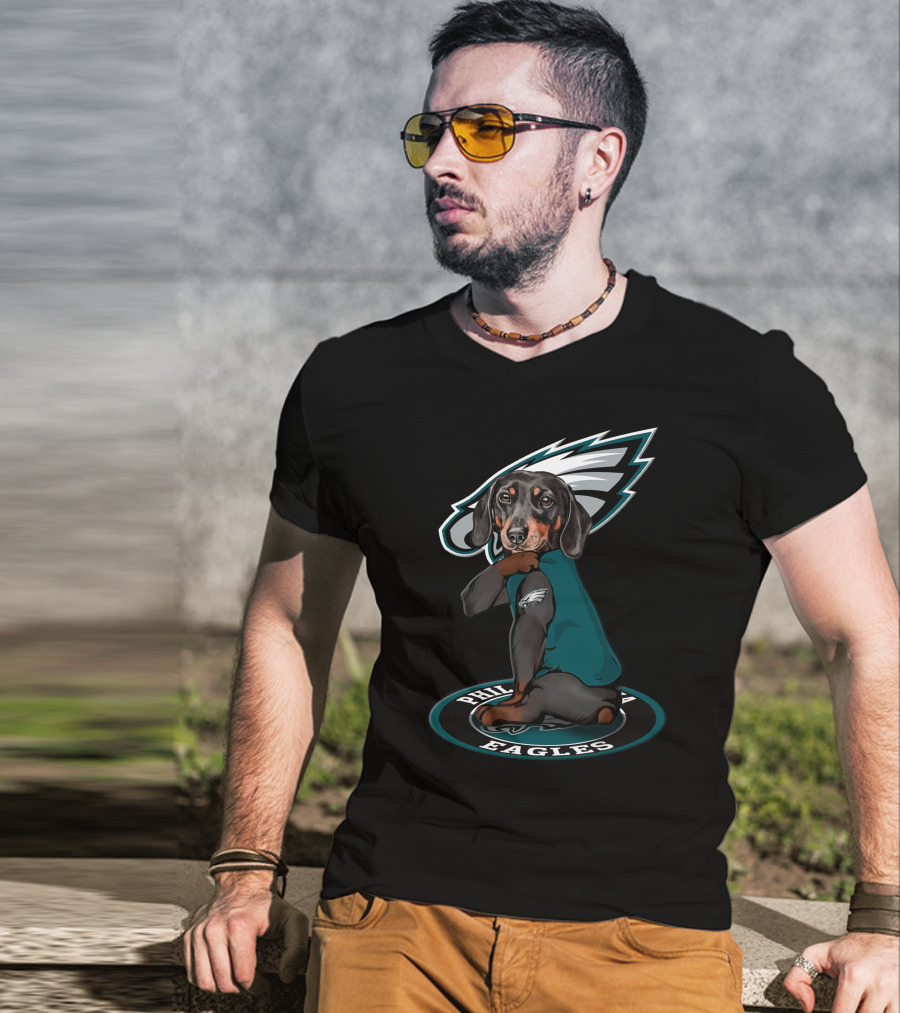 Philadelphia Eagles Dog With Team Logo And Jersey T-Shirt