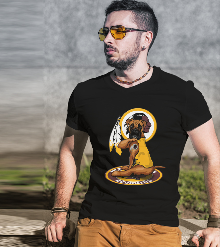 Washington Redskins Dog With Feathers T-Shirt