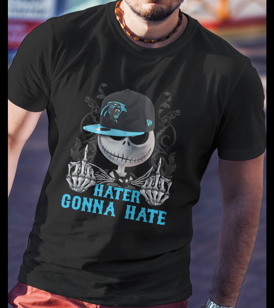 Hater Gonna Hate Carolina Panthers Skeleton Hat T-Shirt