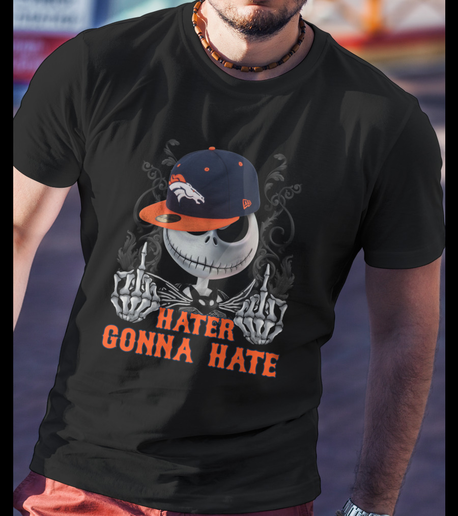 Hater Gonna Hate Ds001-10 Denver Broncos Skeleton Hat T-Shirt