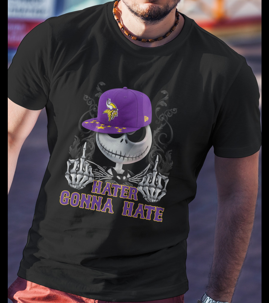 Hater Gonna Hate Minnesota Vikings Jack Skellington New Era Cap T-Shirt