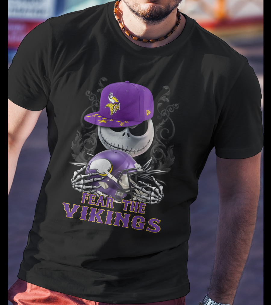 Fear The Vikings Minnesota Vikings Skeleton Halloween Football T-Shirt