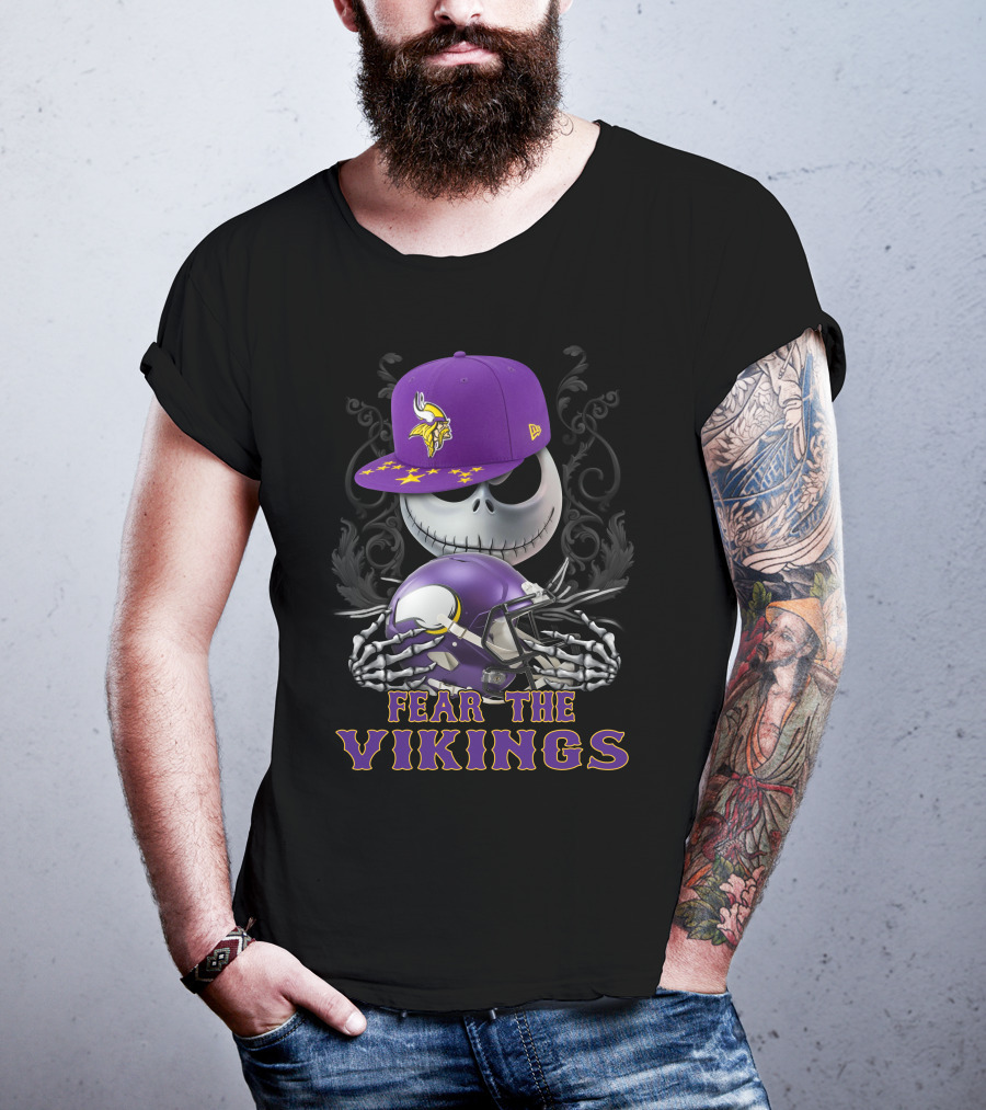 Fear The Vikings Minnesota Vikings Skeleton Halloween Football T-Shirt