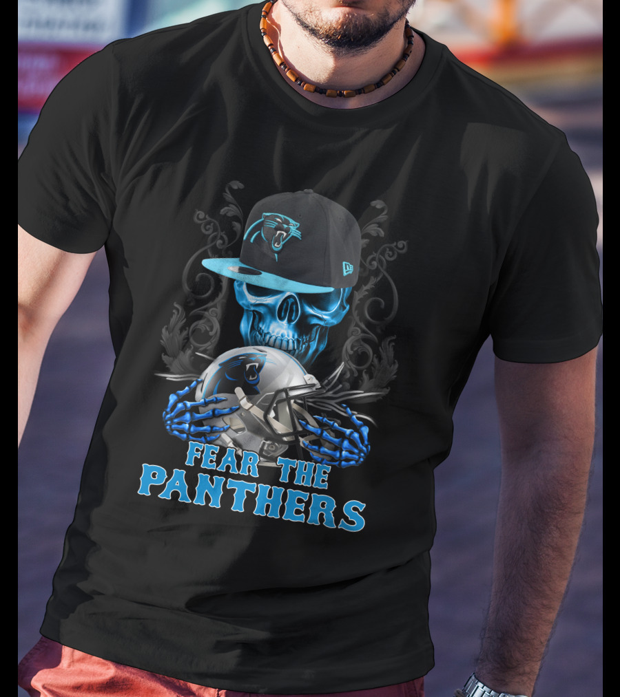 Fear The Panthers Ds002-05 Carolina Panthers Skull And Helmet T-Shirt