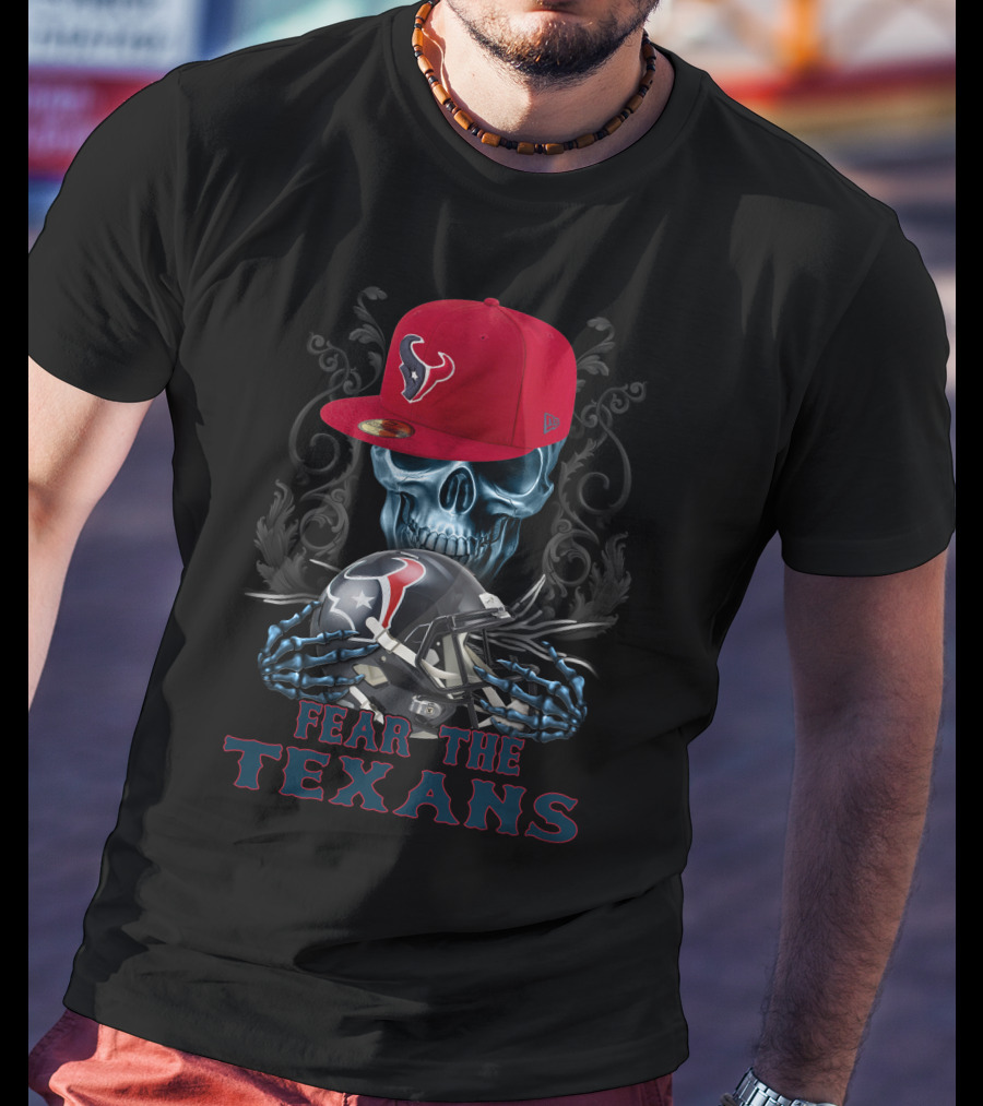 Fear The Texans Ds002-13 Houston Texans Skull With Caps And Helmet T-Shirt