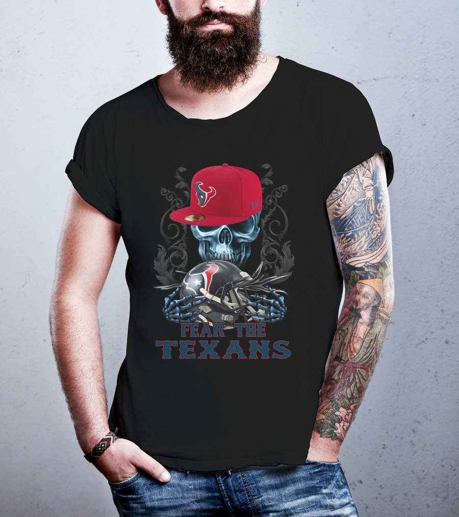 Fear The Texans Ds002-13 Houston Texans Skull With Caps And Helmet T-Shirt