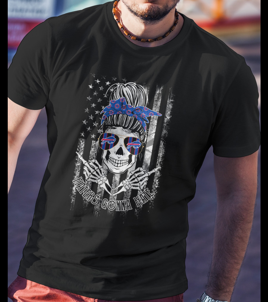 Buffalo Bills Haters Gonna Hate Skull American Flag T-Shirt