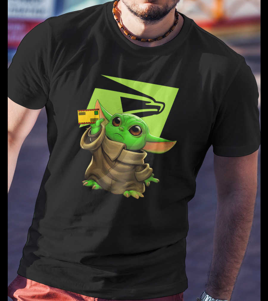 Postal Master Cute Green Character Delivering Mail T-Shirt