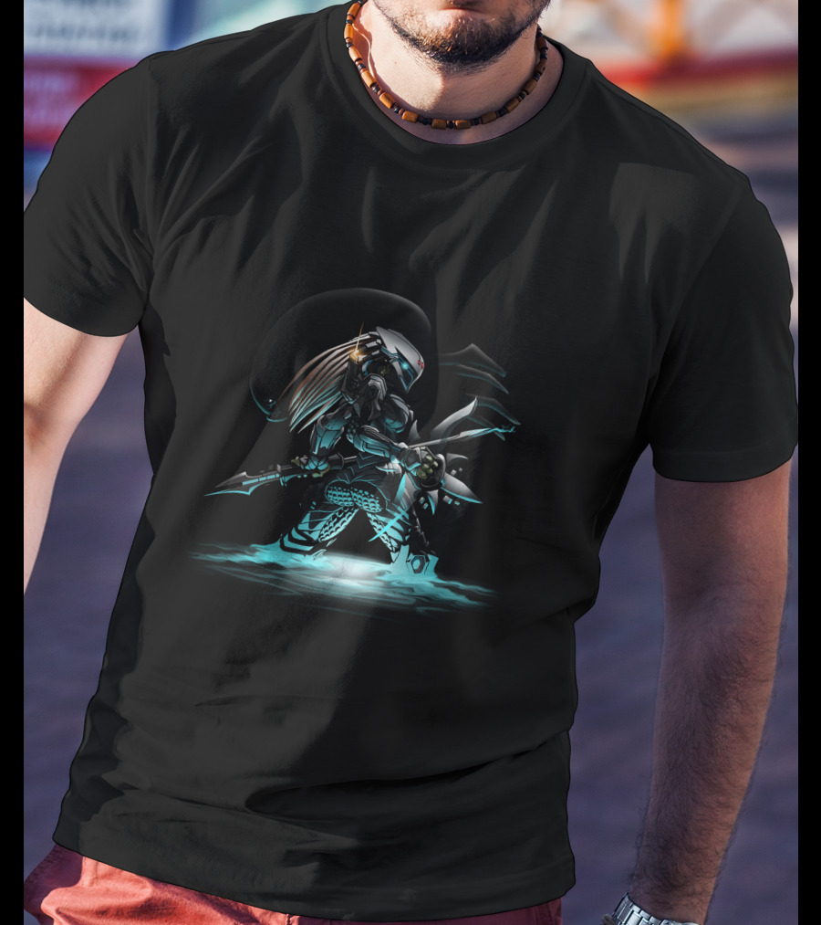 Predator Warrior Alien Hunter In Water Scene T-Shirt
