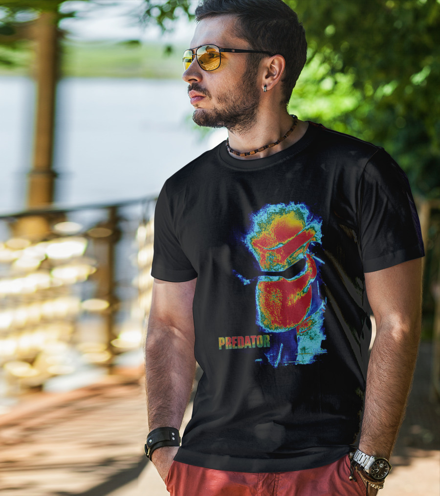 Predator Movie Thermal Vision Mask Pattern Warm-Tone Image T-Shirt