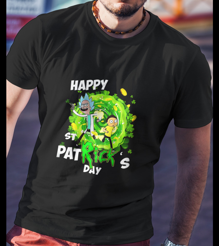 Happy St. Patrick's Day Rick And Morty Portal Adventure T-Shirt
