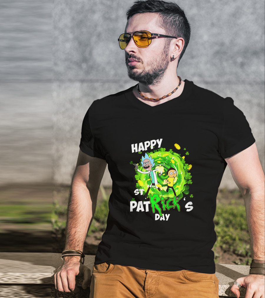 Happy St. Patrick's Day Rick And Morty Portal Adventure T-Shirt