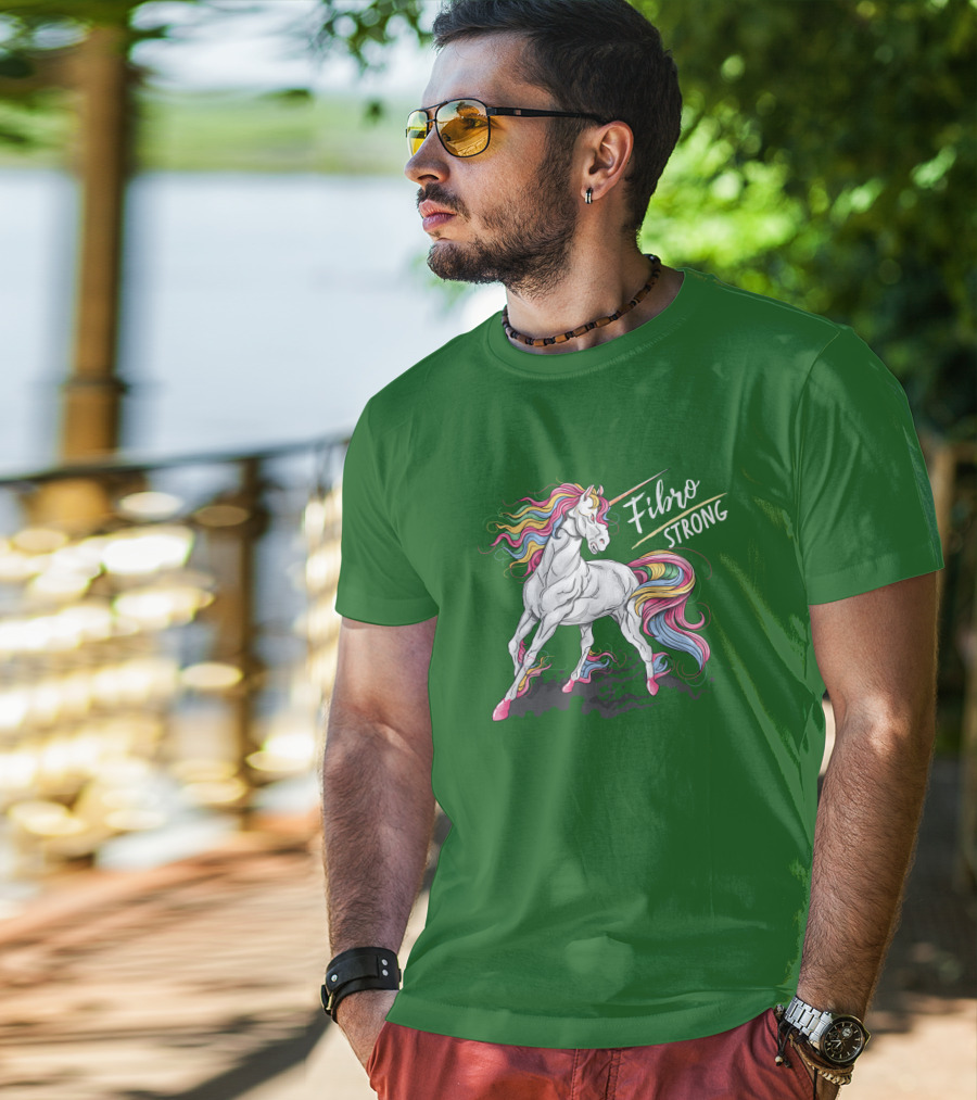 Fibro Unicorn Strong Rainbow Mane T-Shirt