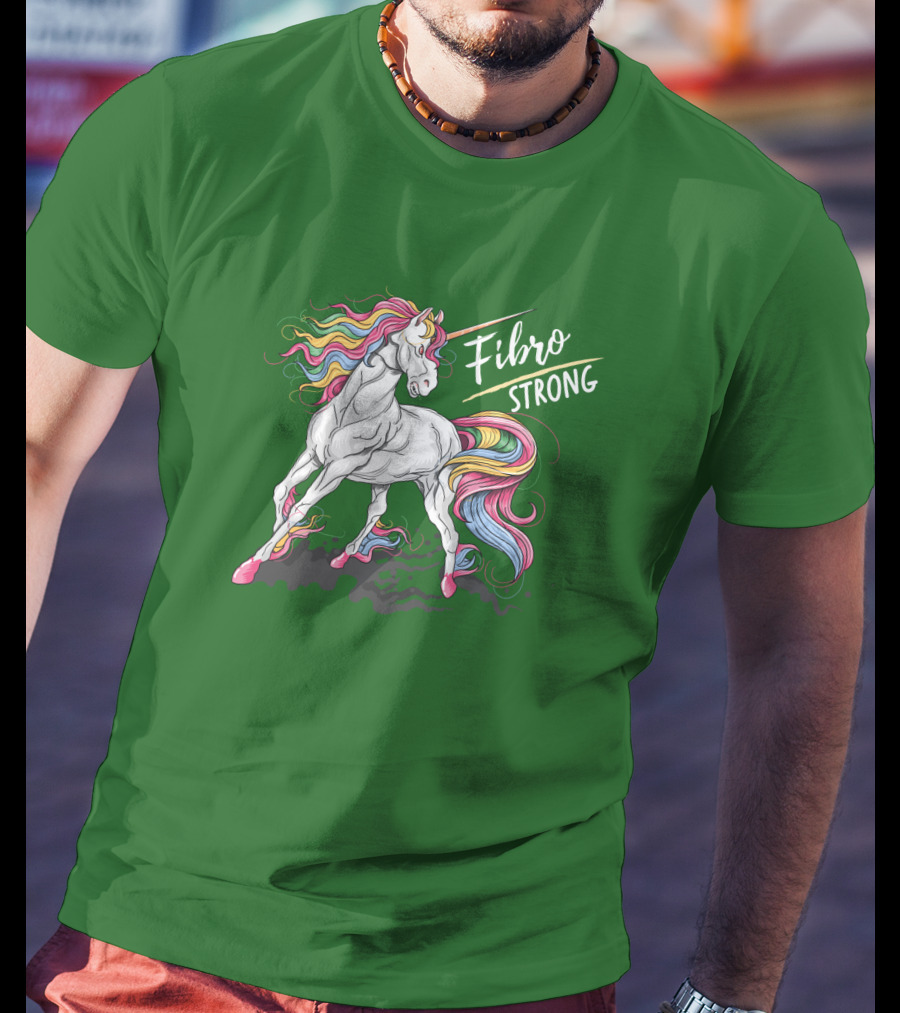 Fibro Unicorn Strong Rainbow Mane T-Shirt