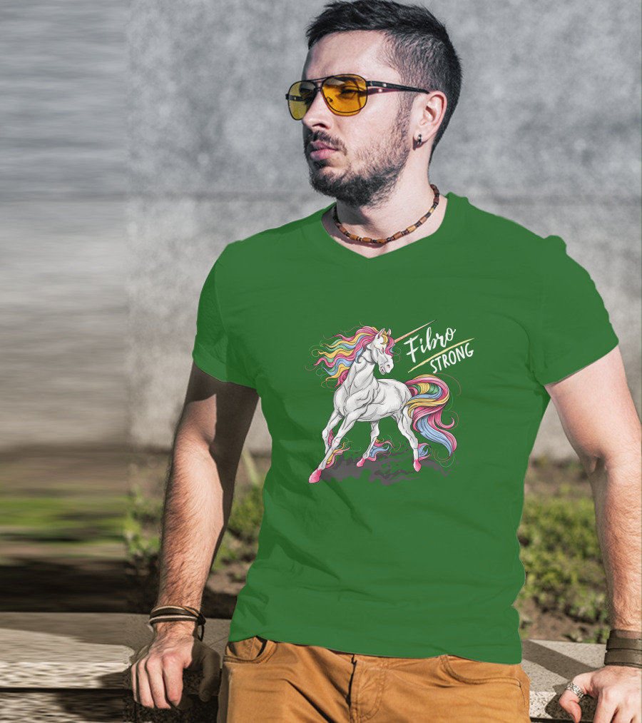 Fibro Unicorn Strong Rainbow Mane T-Shirt
