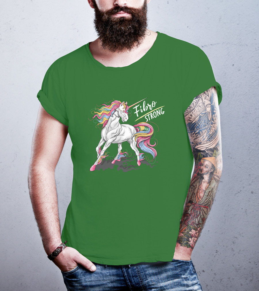 Fibro Unicorn Strong Rainbow Mane T-Shirt
