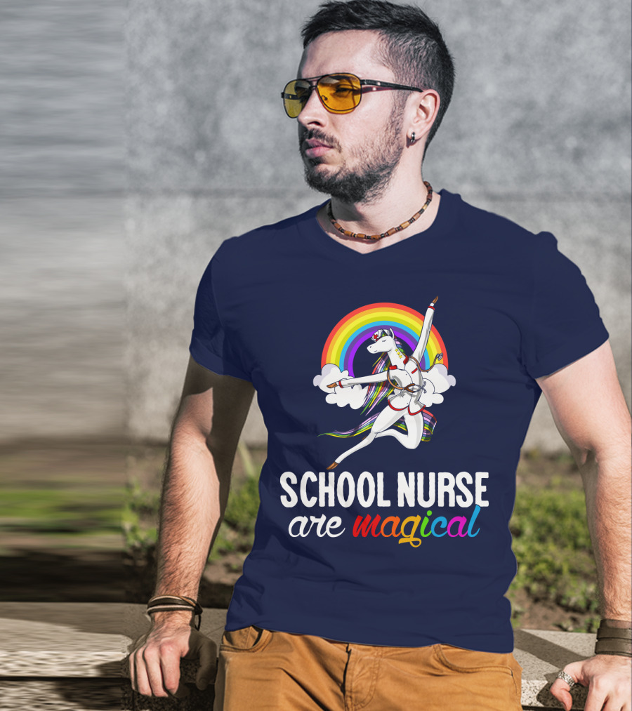School Nurse Are Magical Unicorn Rainbow T-Shirt