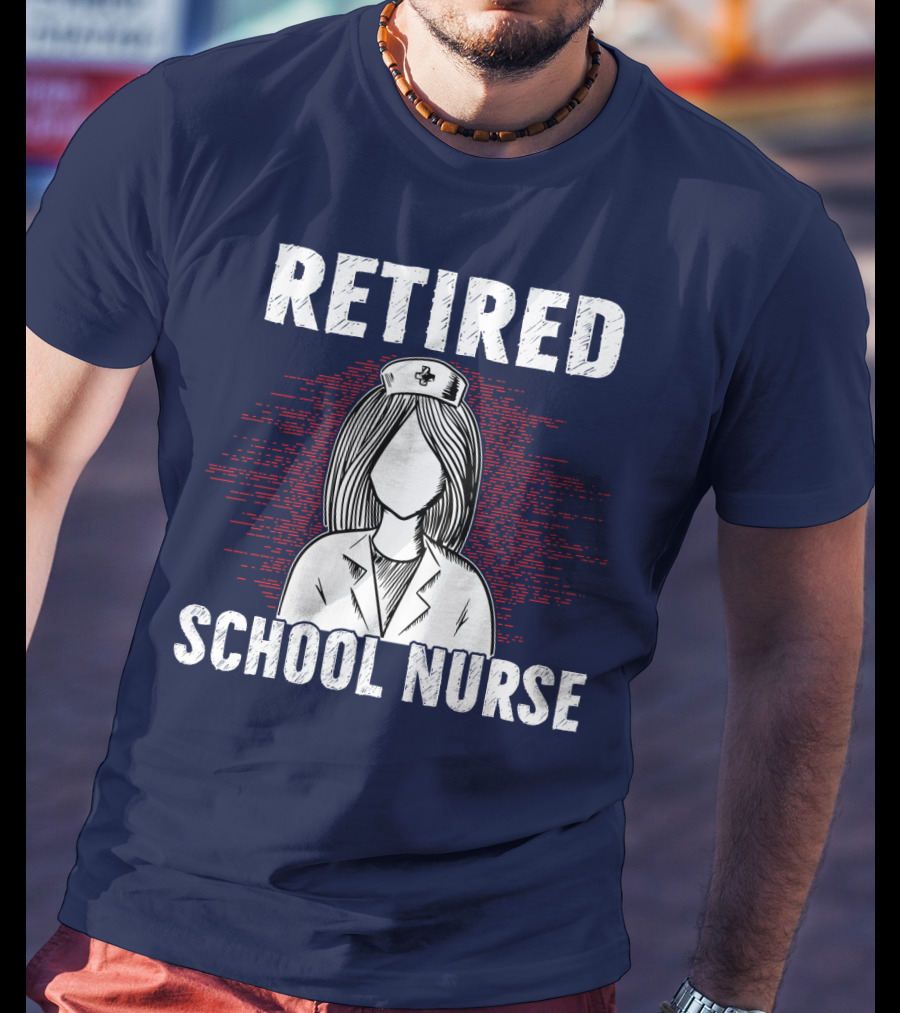 Retired School Nurse Vintage Nurse Figure With Hat T-Shirt