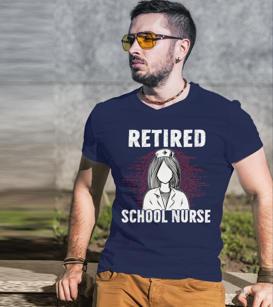 Retired School Nurse Vintage Nurse Figure With Hat T-Shirt