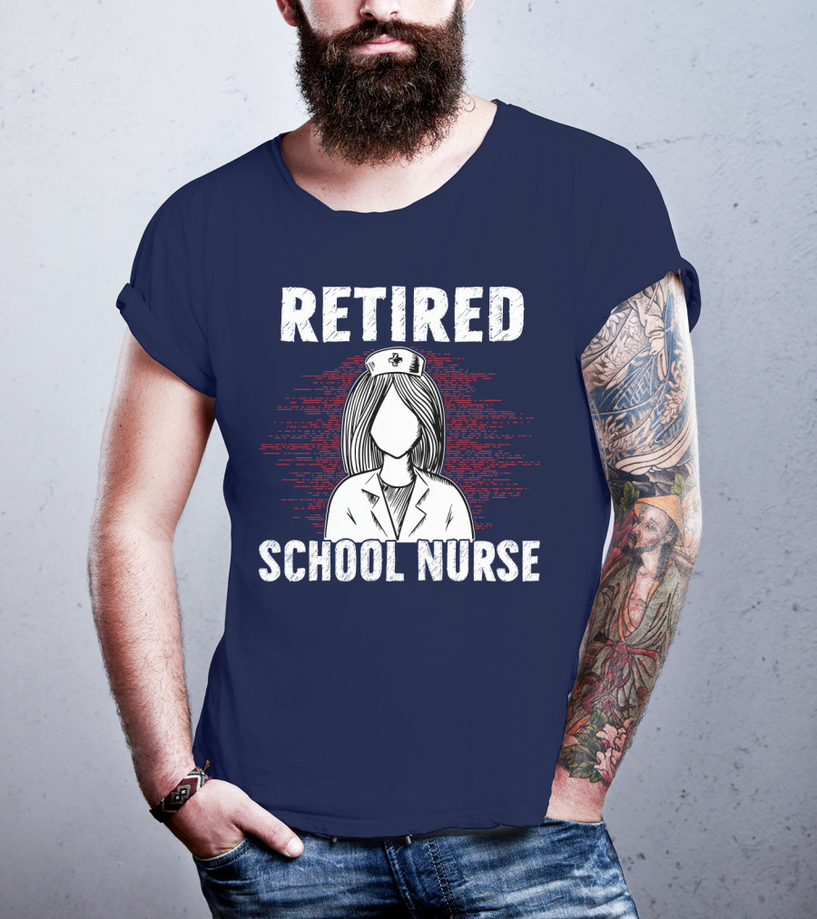 Retired School Nurse Vintage Nurse Figure With Hat T-Shirt