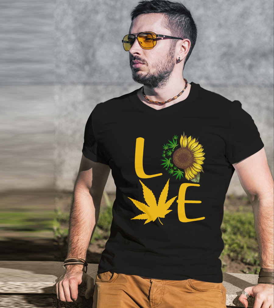 Love Sun Flower Weed Leaf T-Shirt