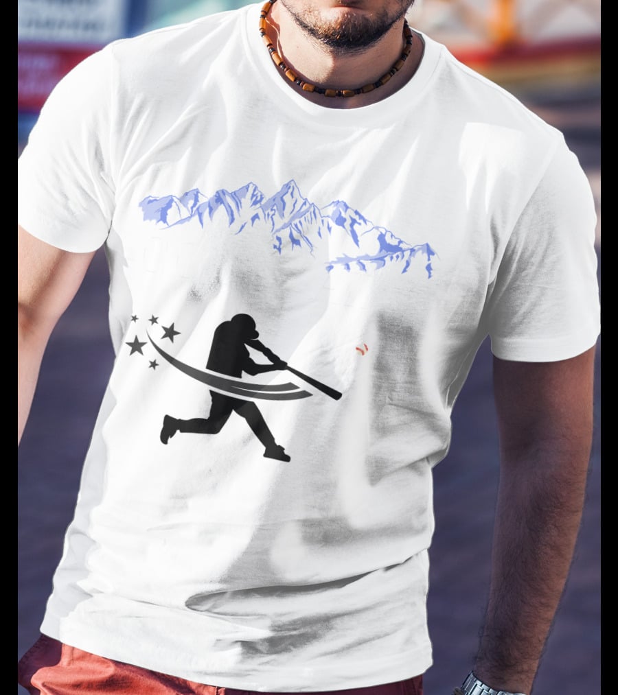 Colorado Rocky Mountain Baseball Silhouette And Stars T-Shirt