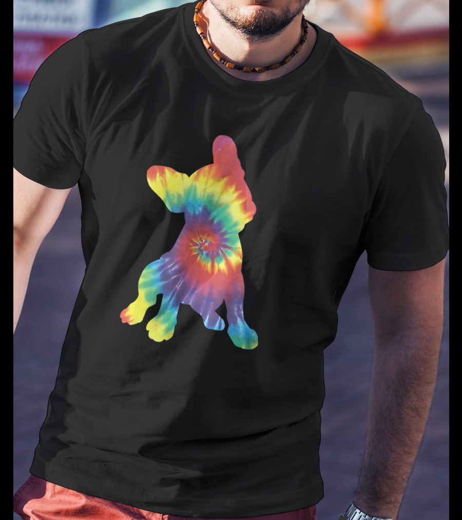 Colorful Hippie Tie Dye French Bulldog Rainbow T-Shirt