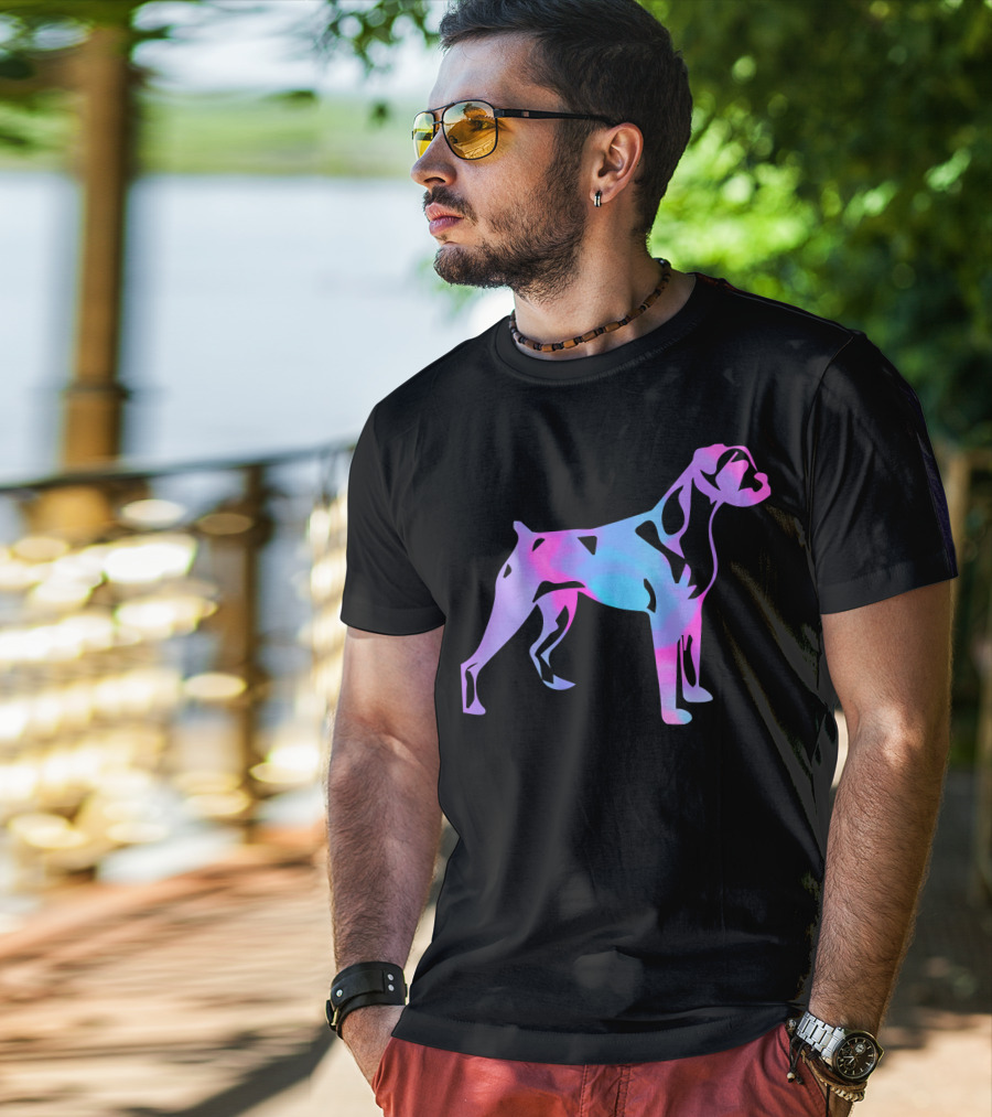 Colorful Watercolor Boxer Dog Psychedelic T-Shirt