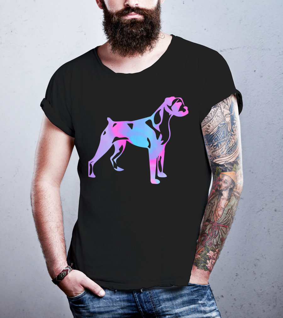 Colorful Watercolor Boxer Dog Psychedelic T-Shirt