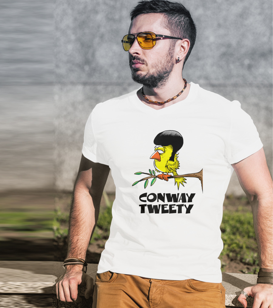 Conway Tweety Funny Cartoon Bird With Hair On Branch T-Shirt