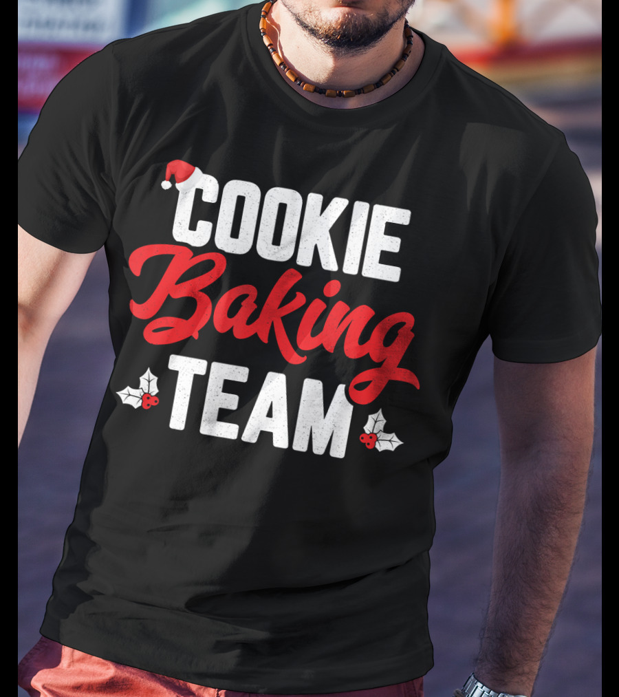 Cookie Baking Team Santa Hat Holly Christmas T-Shirt