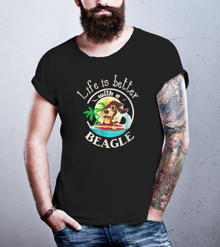 Life Is Better With A Beagle Surfing Adventure T-Shirt