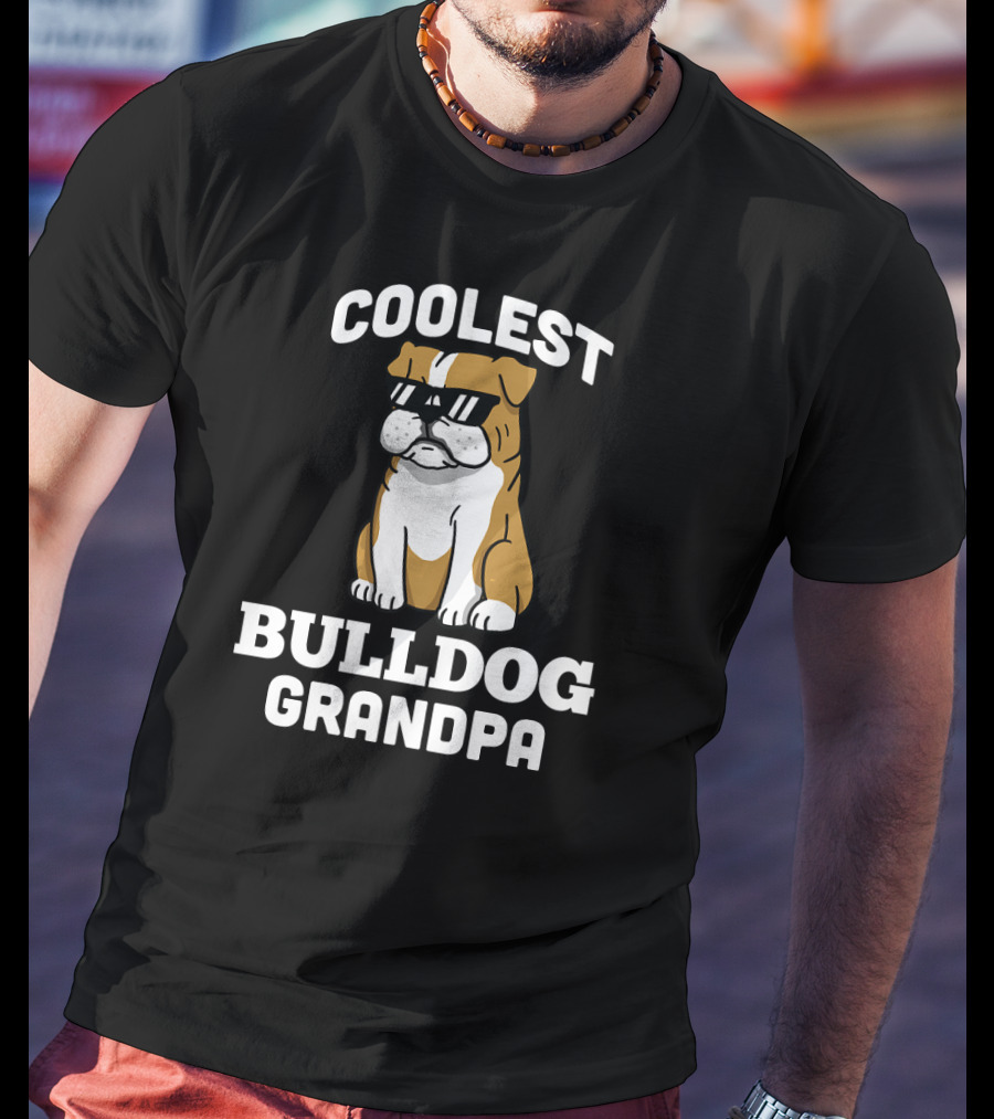 Coolest Bulldog Grandpa Funny English Dog T-Shirt