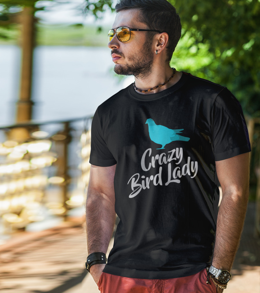 Crazy Bird Lady Blue Bird T-Shirt
